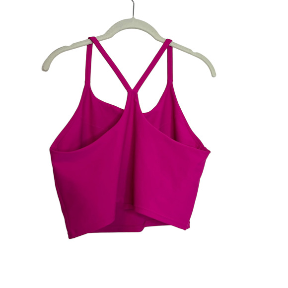 Old Navy Active Womens Cropped Tank Top Shelf Bra 1X Pink Powersoft Barbie Core - Picture 2 of 4